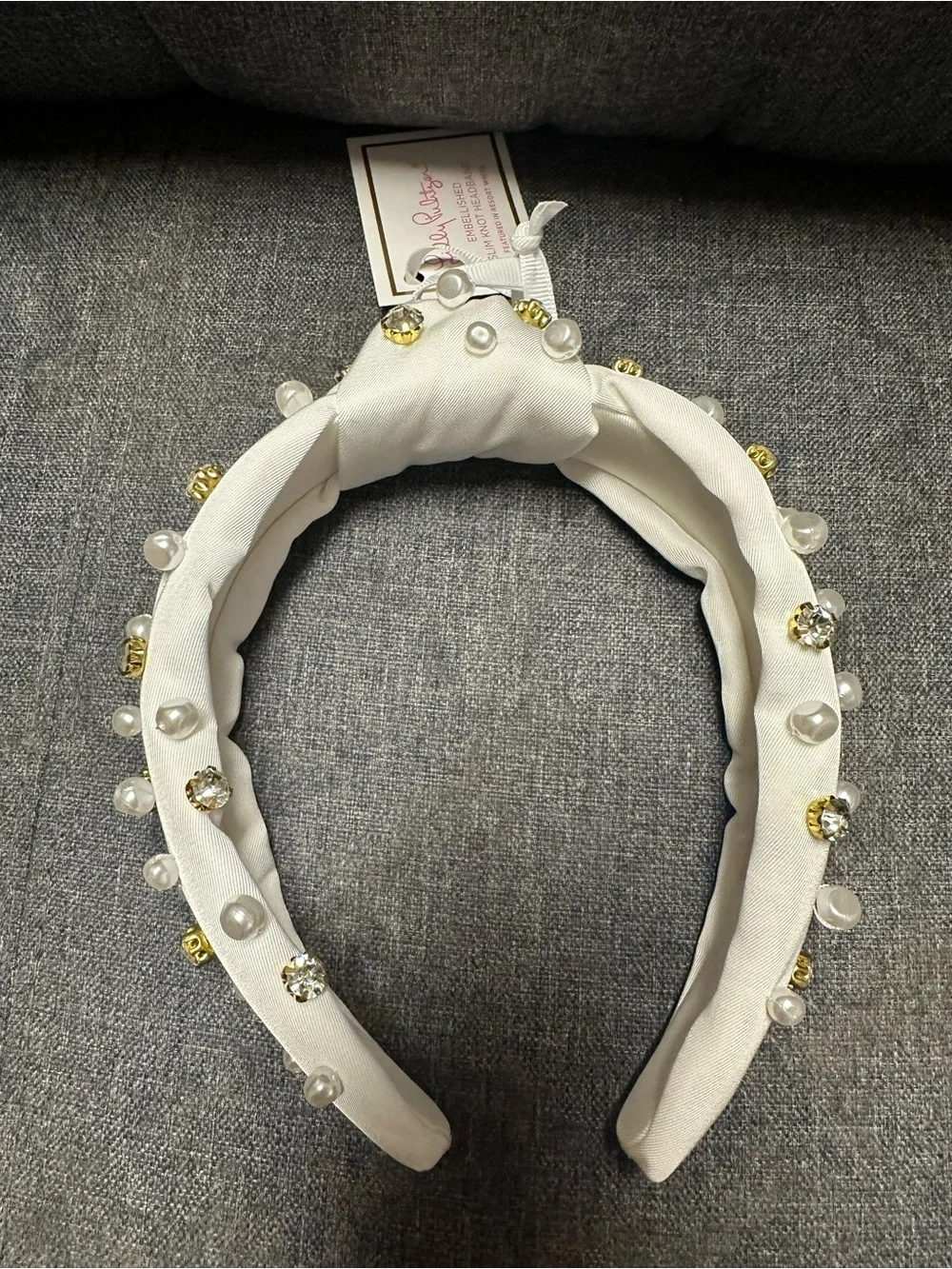 Lilly Pulitzer Embellished Slim Knot Headband- Havana White